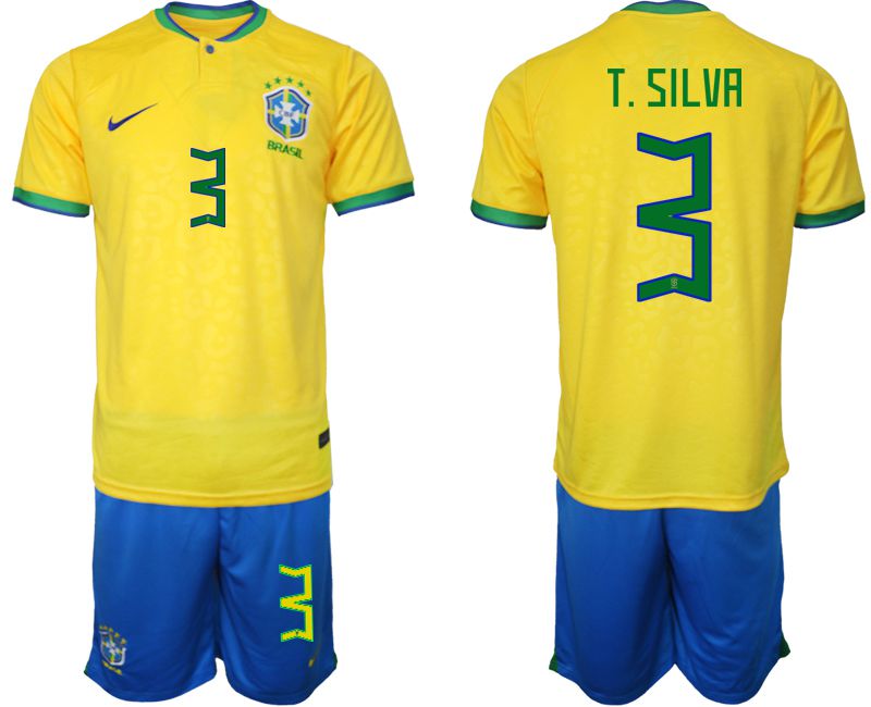 Men 2022 World Cup National Team Brazil home yellow 3 Soccer Jerseys